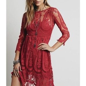Free People Bohemian Lace Dress Off White